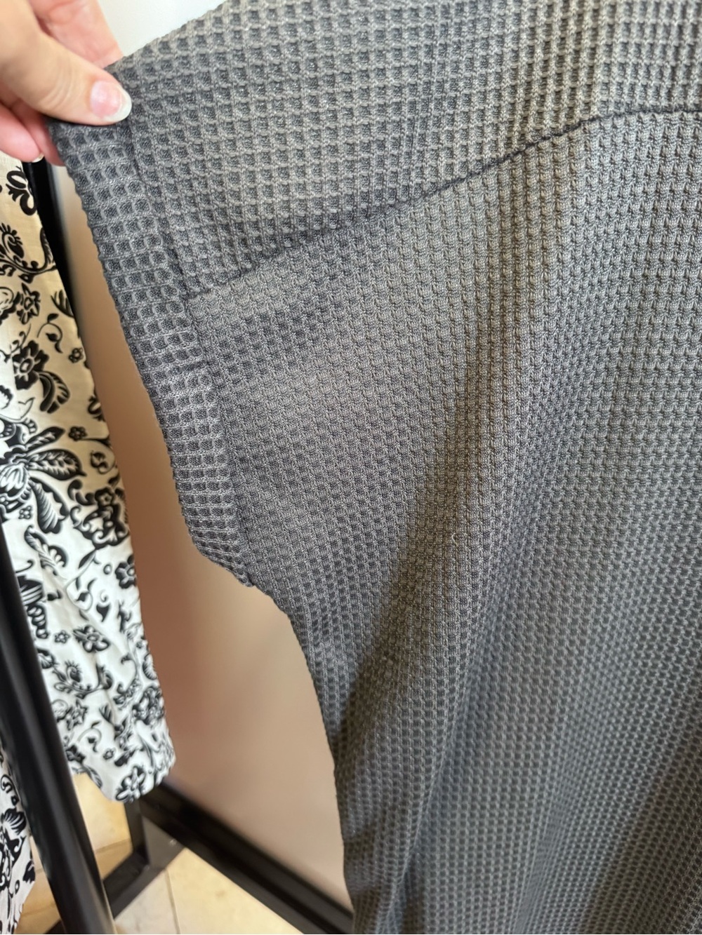 NWT Umgee Ash Gray Waffle Knit T-Shirt Dress Rolled Sleeve VERY Oversized Medium - Picture 9 of 9